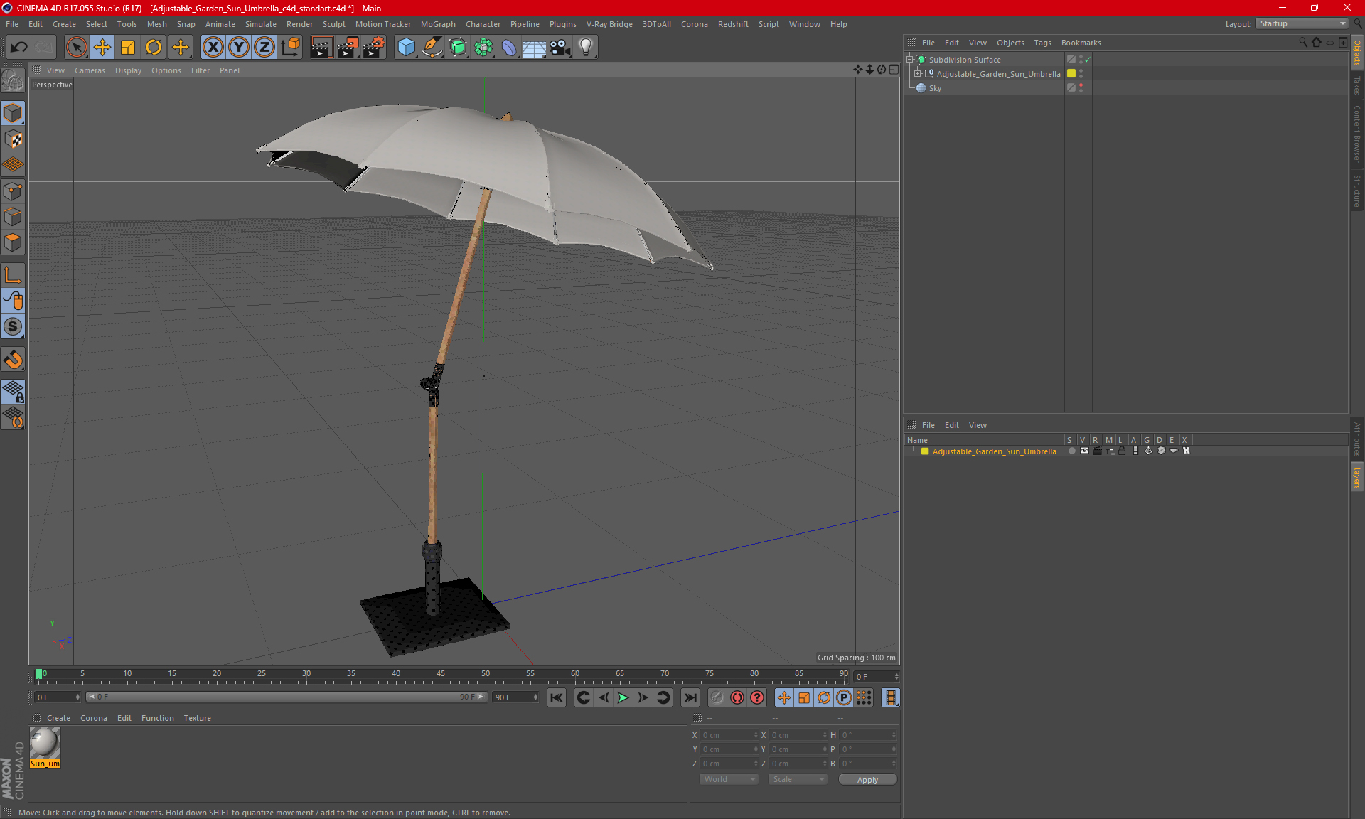 3D model Adjustable Garden Sun Umbrella