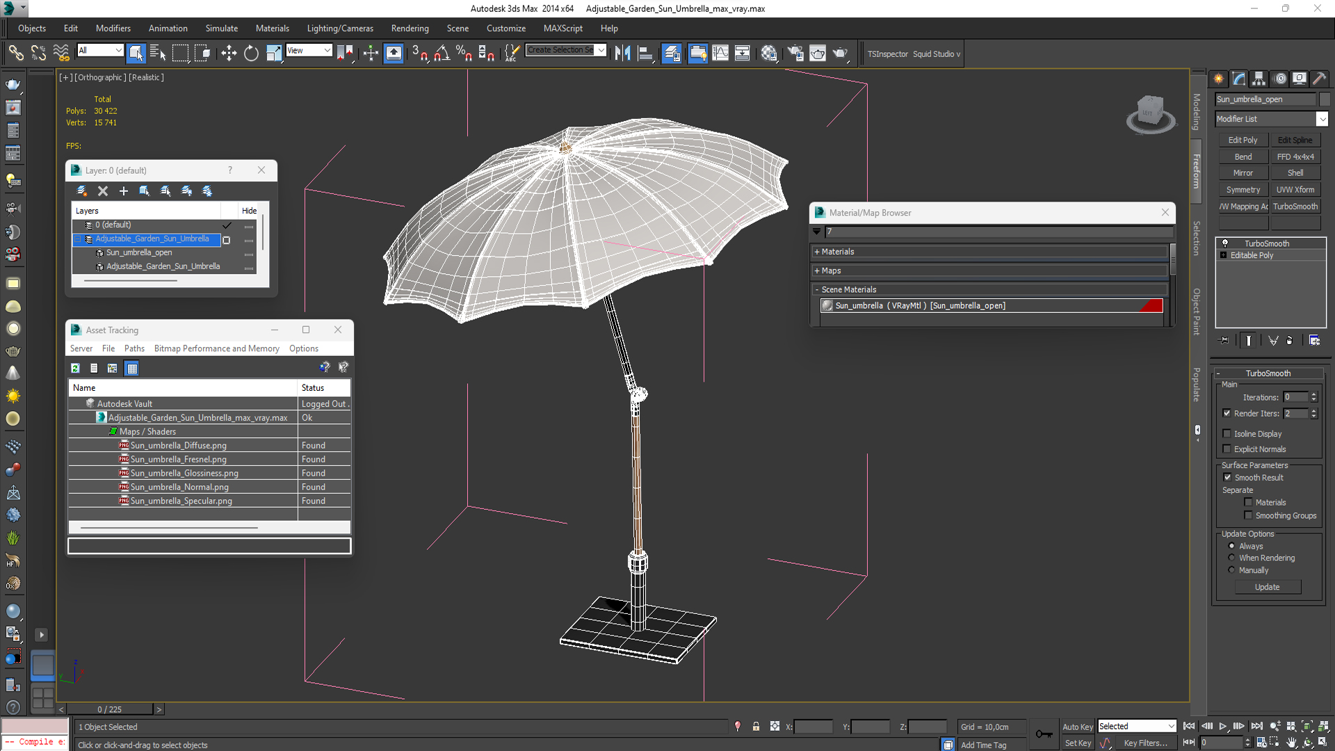 3D model Adjustable Garden Sun Umbrella