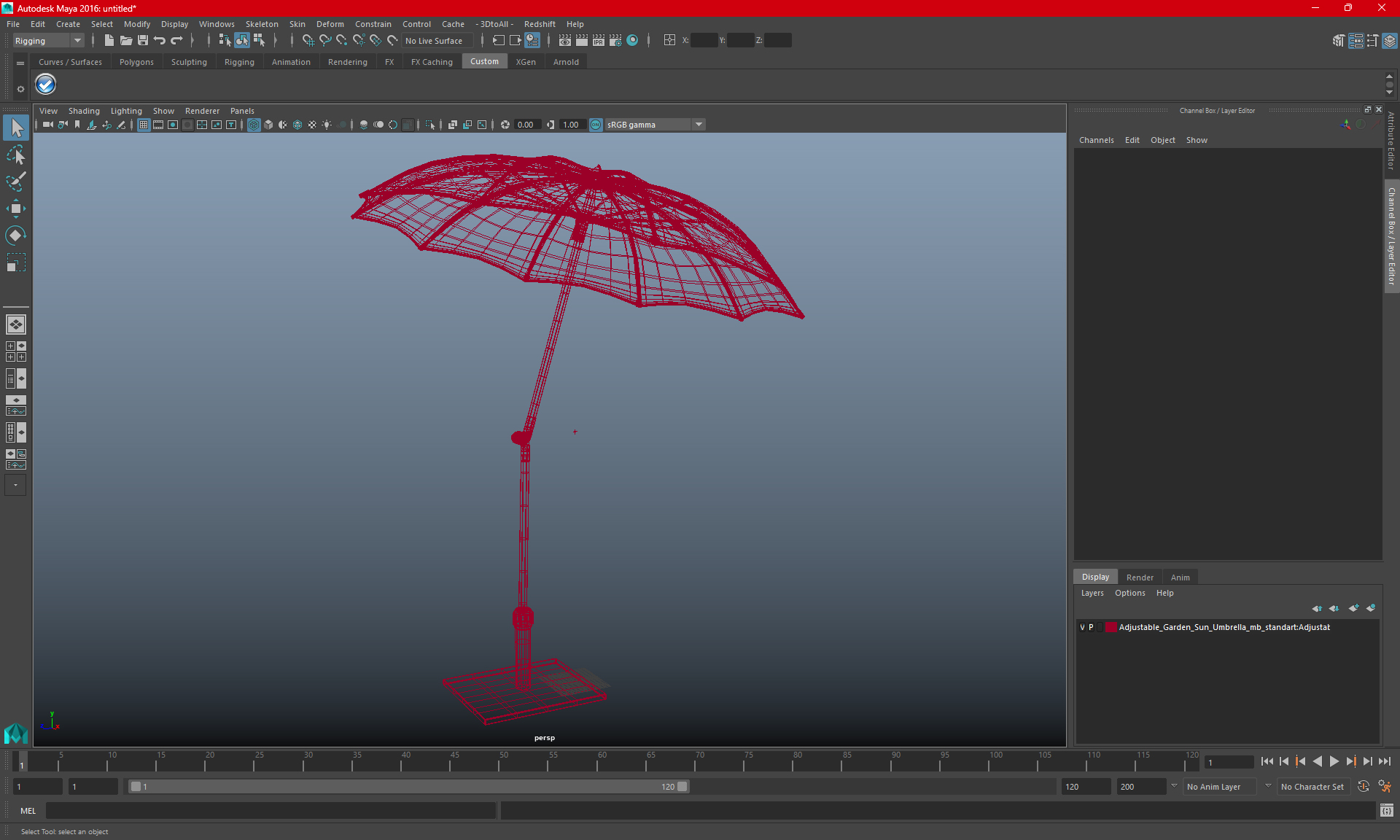 3D model Adjustable Garden Sun Umbrella