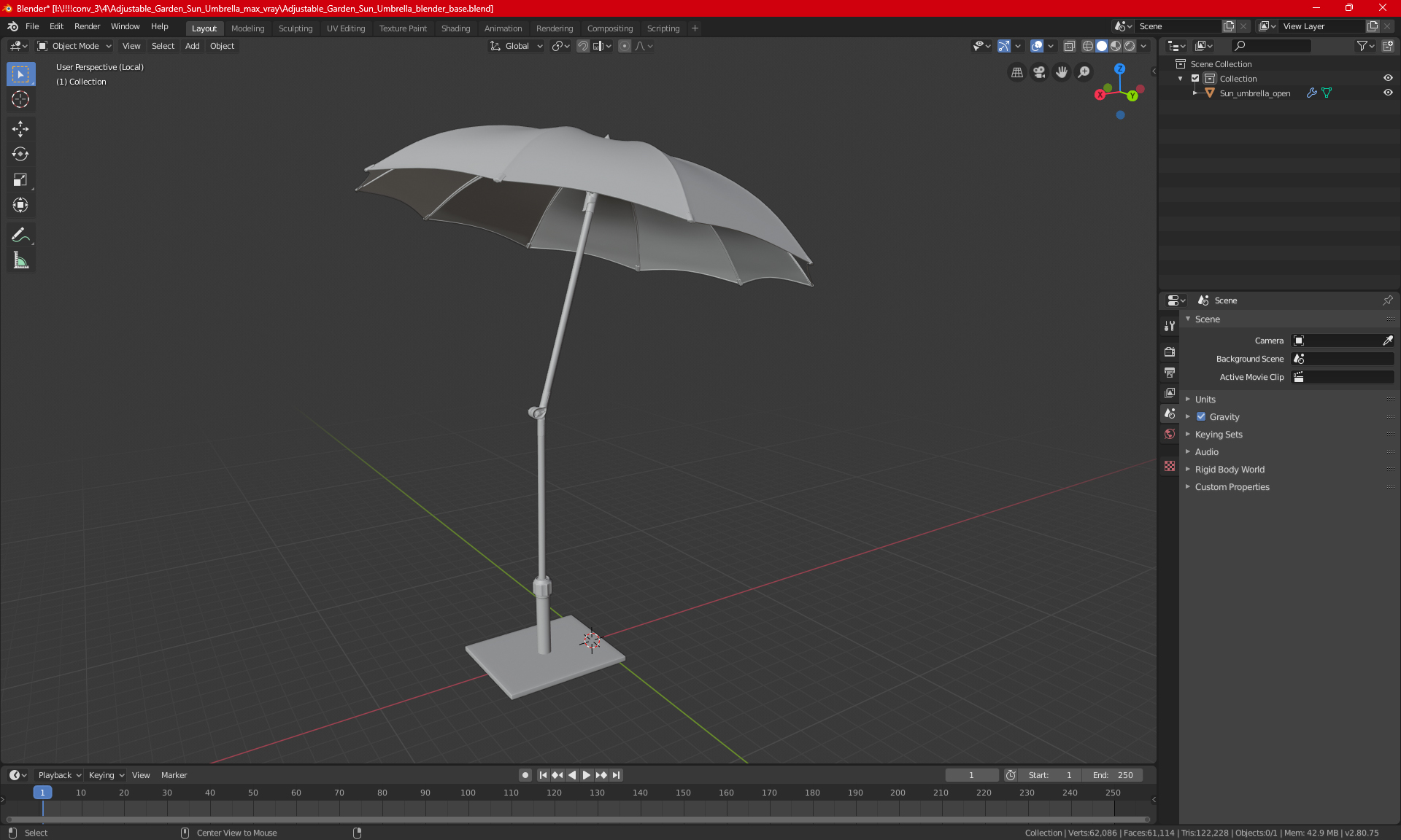 3D model Adjustable Garden Sun Umbrella