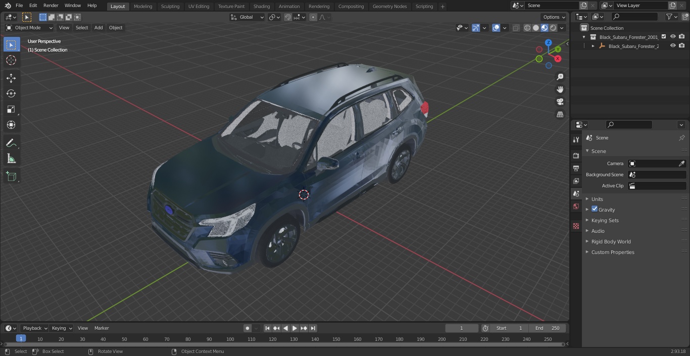 Black Subaru Forester 2022 Simple Interior 3D