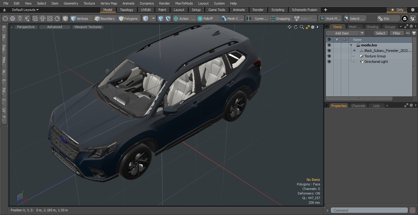 Black Subaru Forester 2022 Simple Interior 3D
