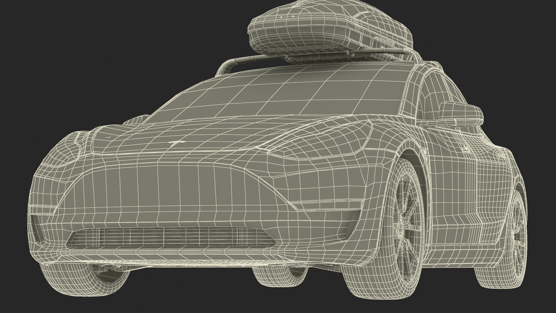 3D Tesla with Thule Car Roofbox on Roof Rack