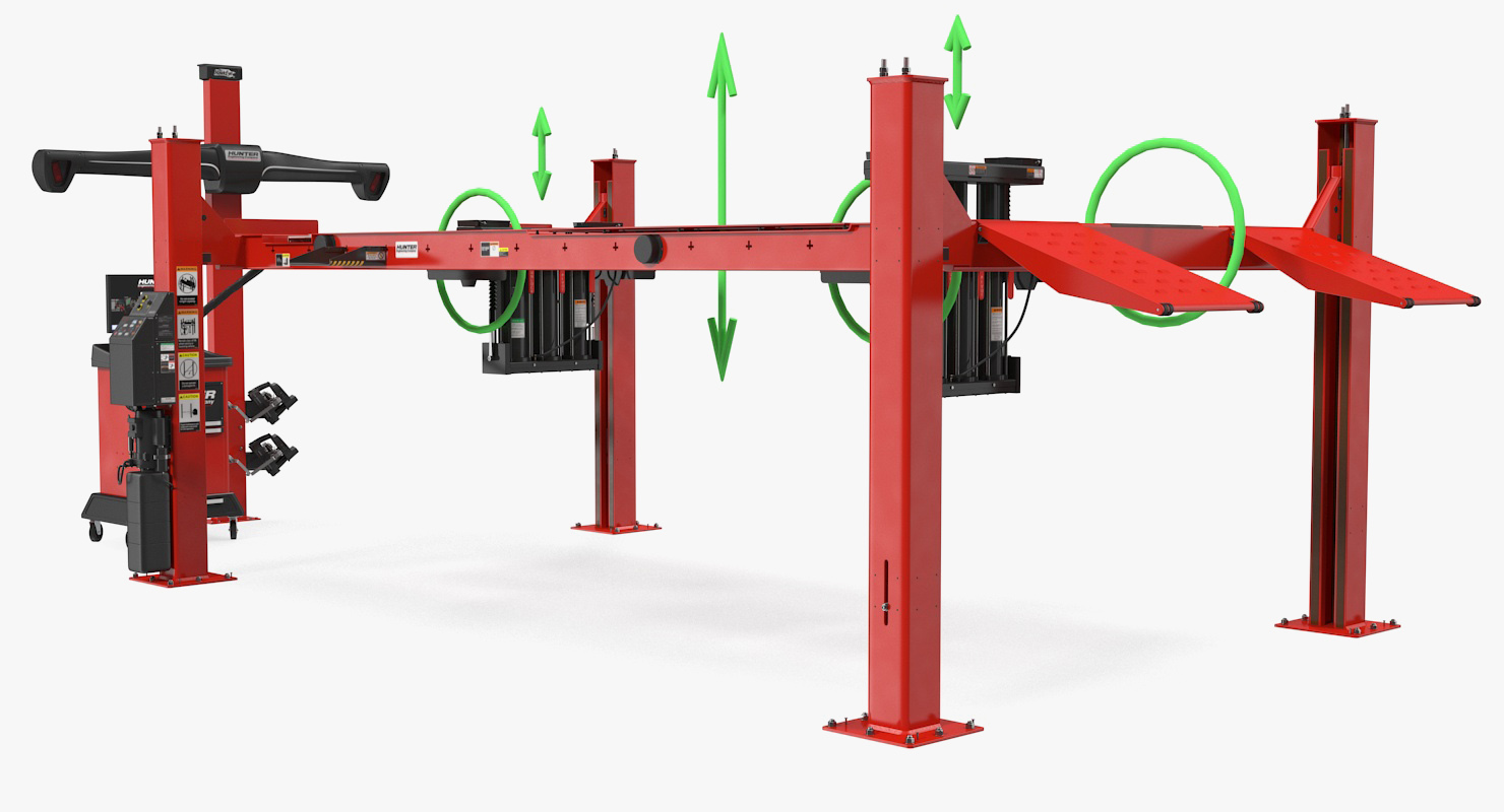 3D Hunter HawkEye Elite HE421 Wheel Aligner Car System Rigged model