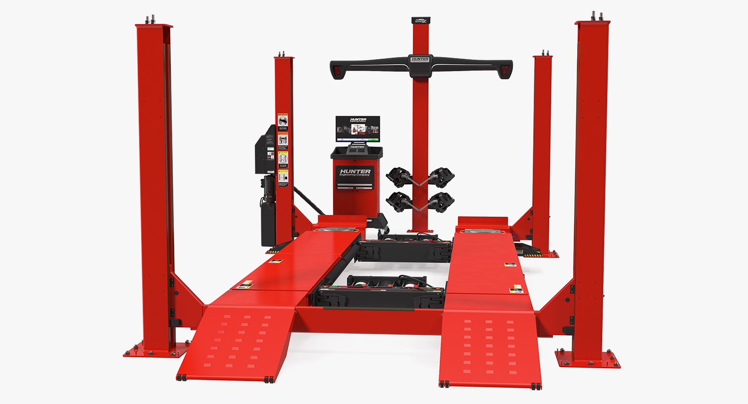 3D Hunter HawkEye Elite HE421 Wheel Aligner Car System Rigged model