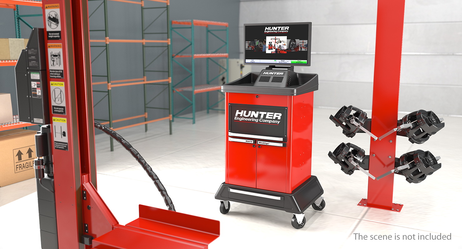 3D Hunter HawkEye Elite HE421 Wheel Aligner Car System Rigged model