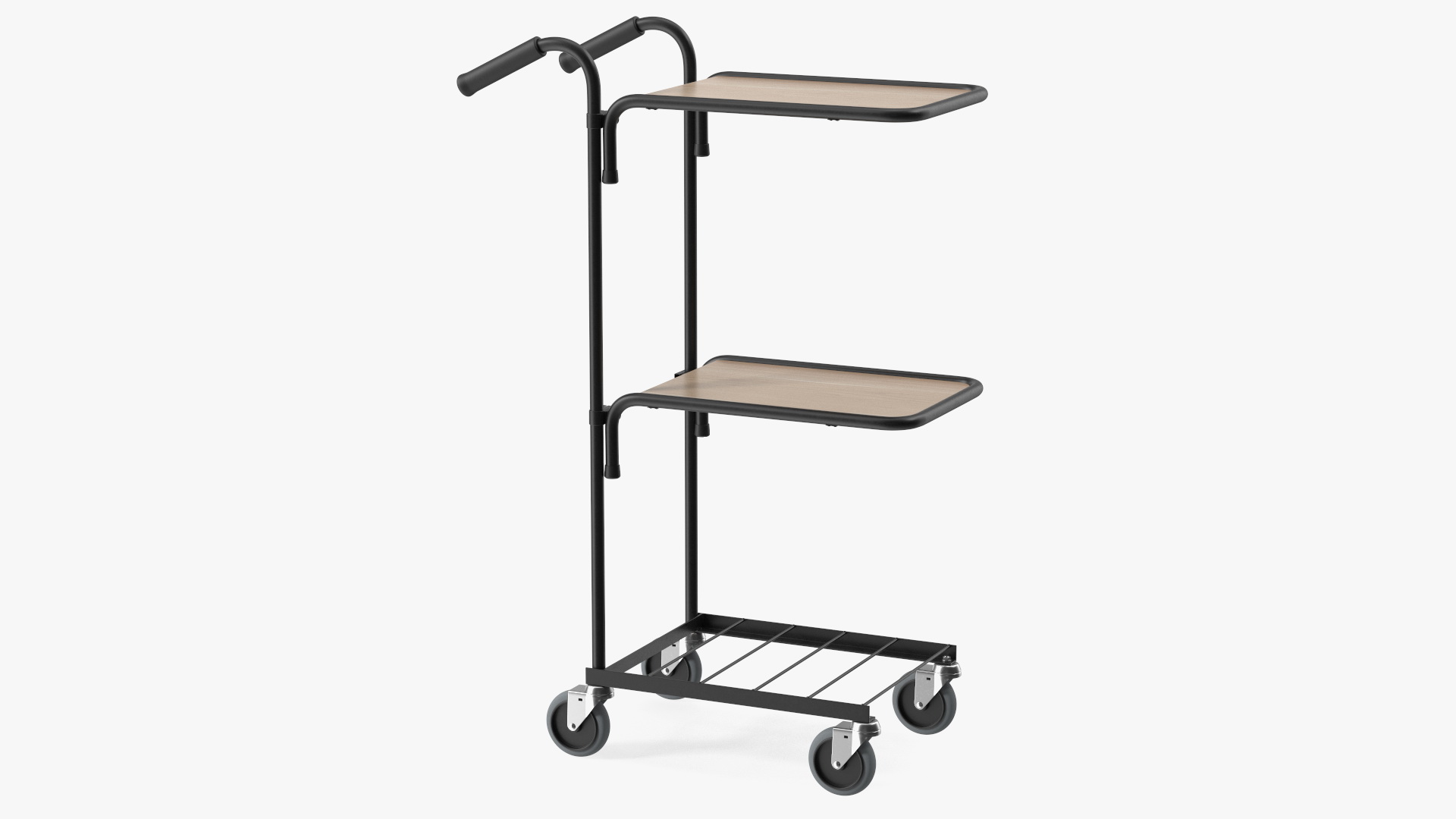 3D model Mini Trolley With Two Shelves Black