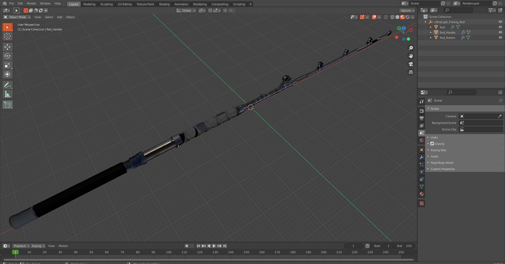 UltraLight Fishing Rod 3D