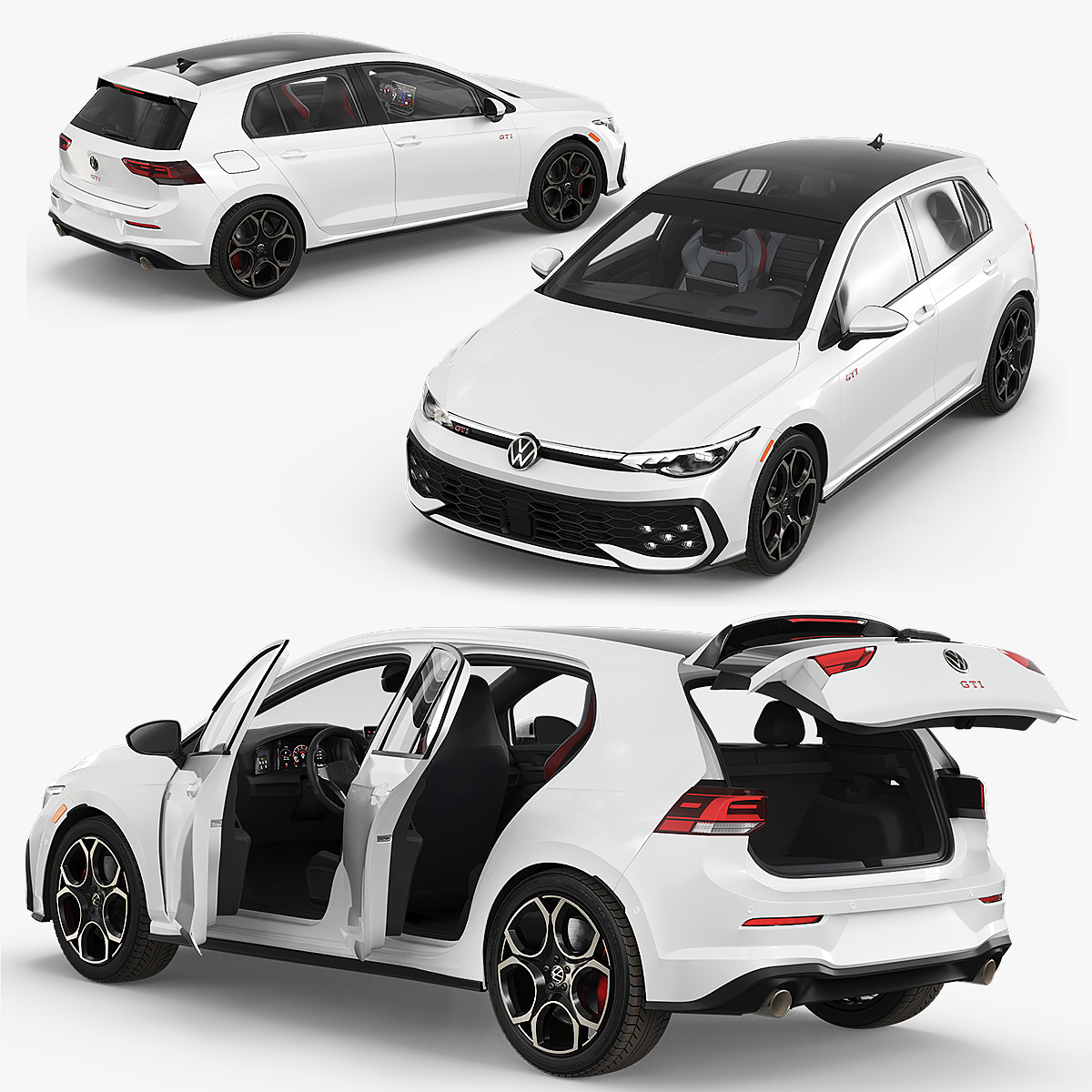 Volkswagen Golf GTI 2025 White Simplified