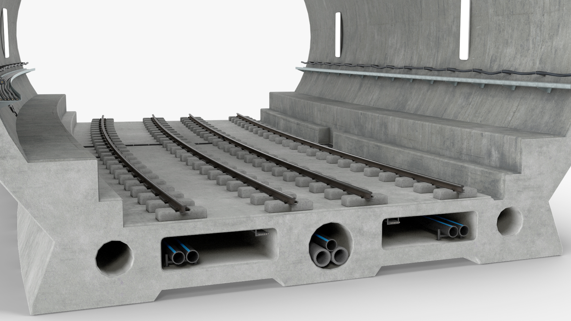 3D Railway Subway Cross Section Bend model