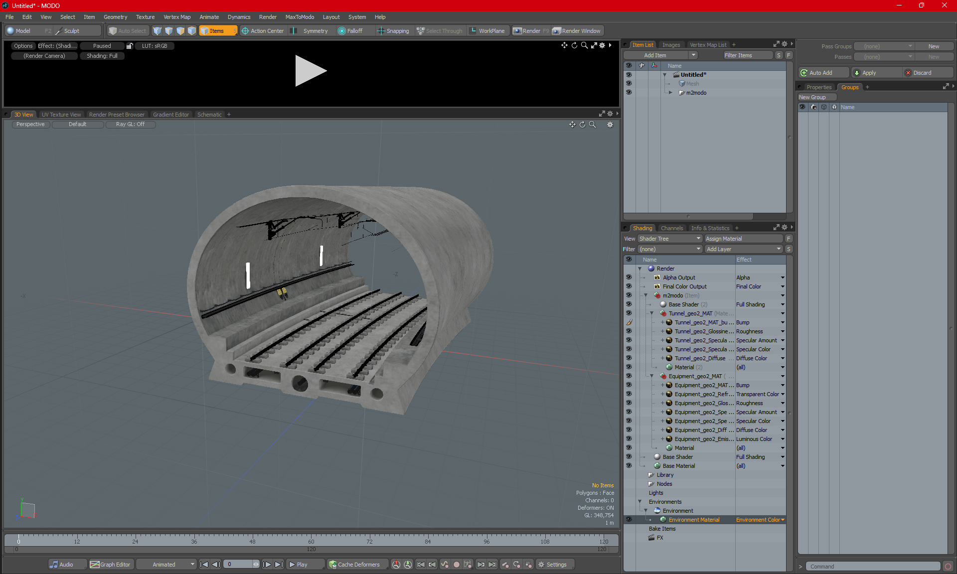 3D Railway Subway Cross Section Bend model