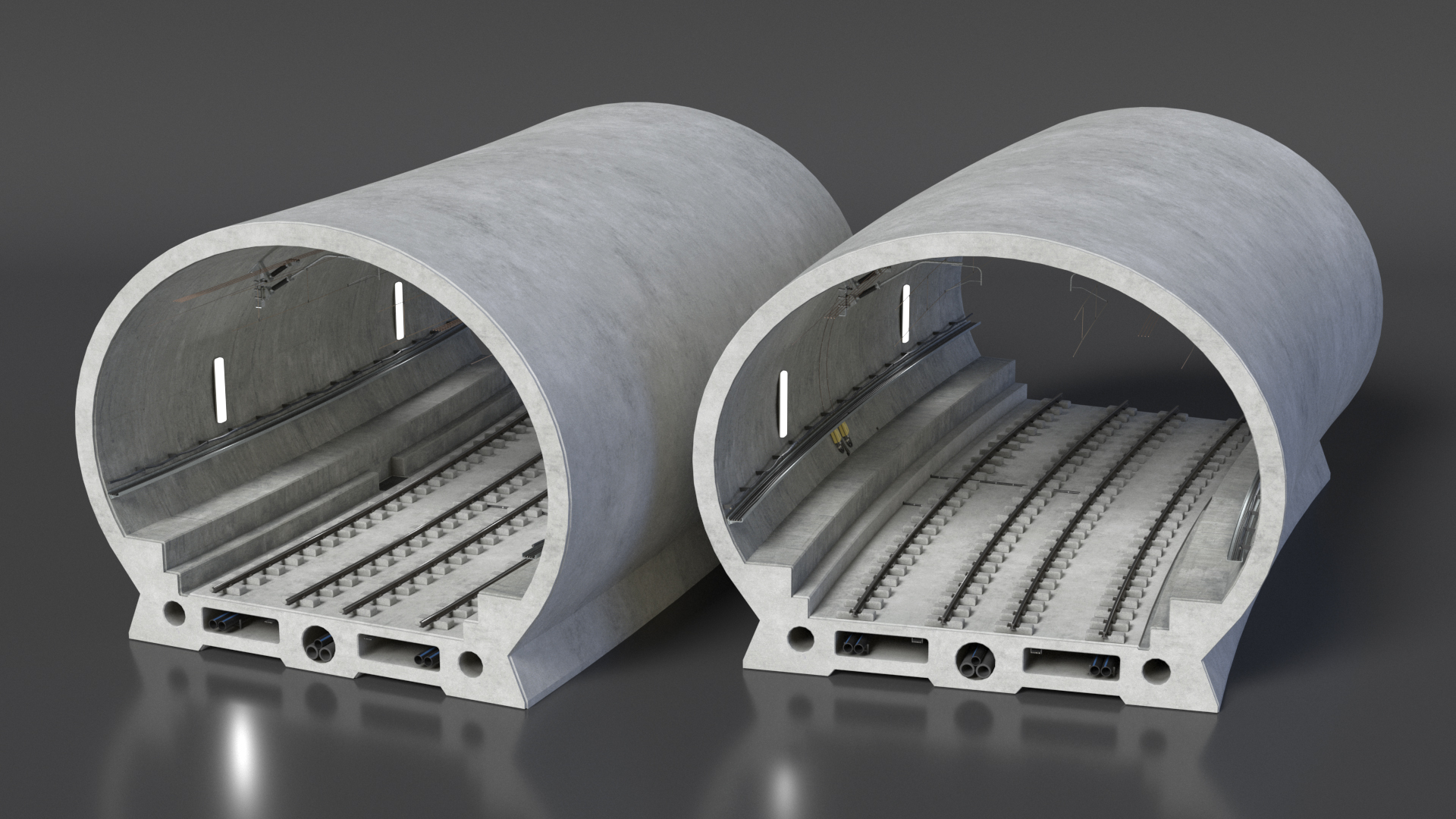 3D Railway Subway Cross Section Bend model
