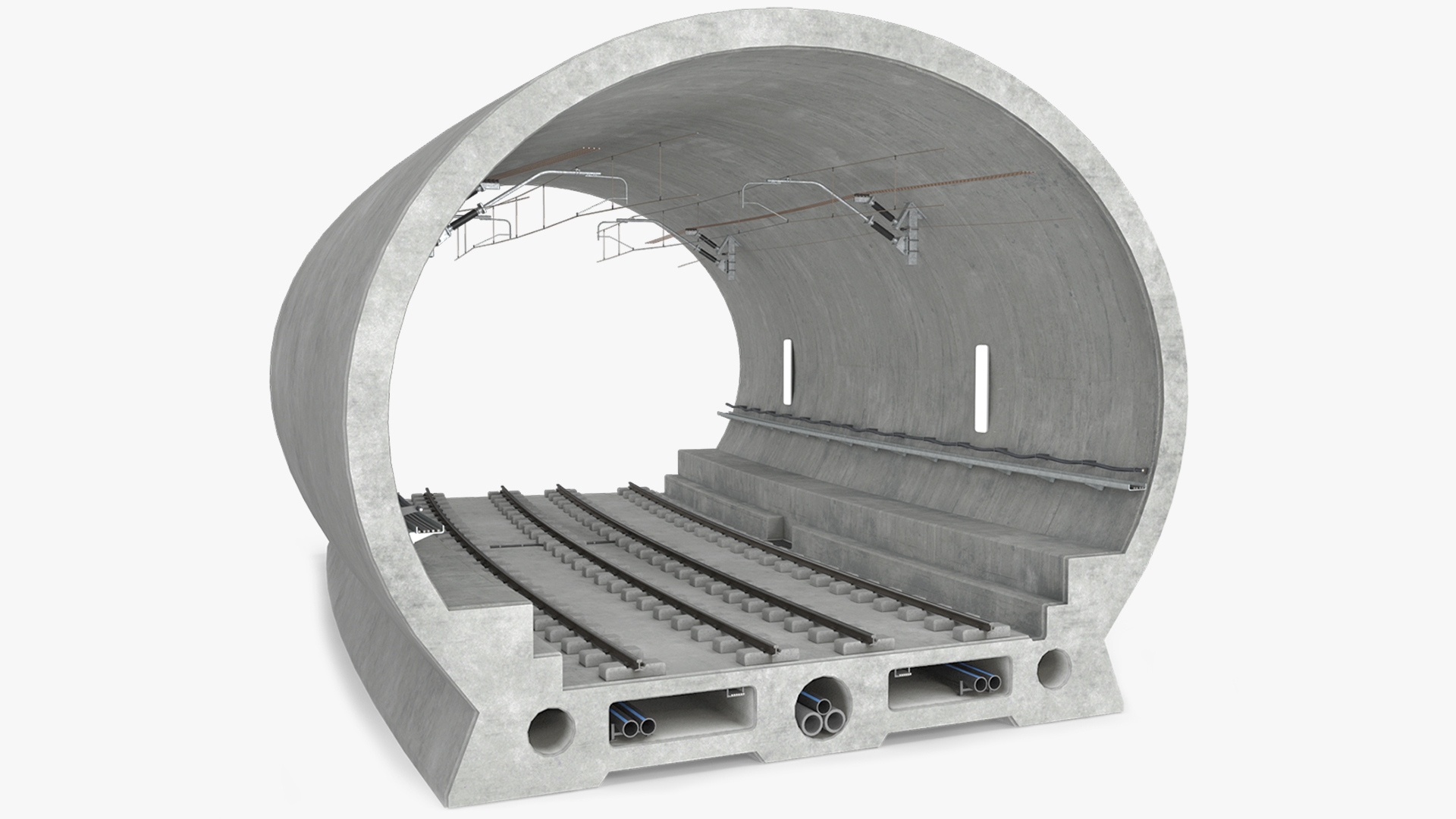 3D Railway Subway Cross Section Bend model