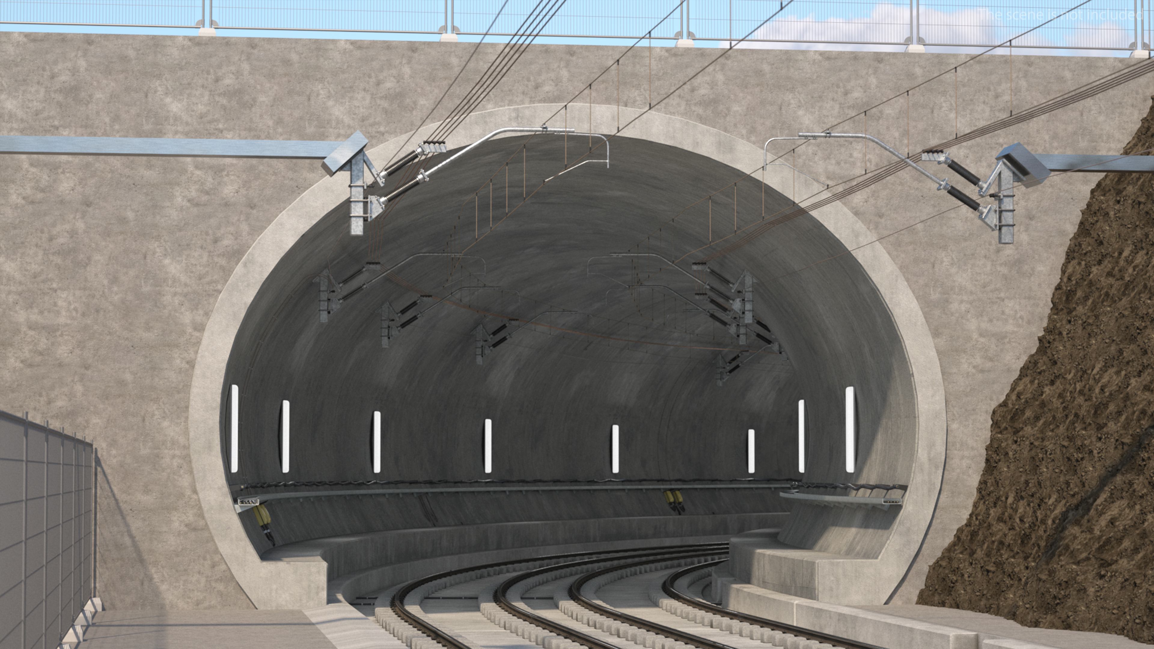 3D Railway Subway Cross Section Bend model
