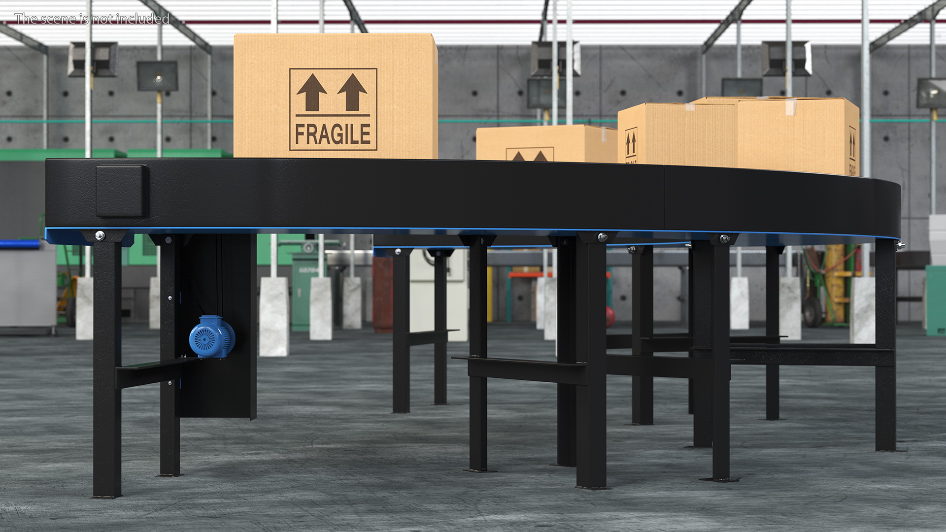 3D model Powered Bend Roller With Cardboard Boxes