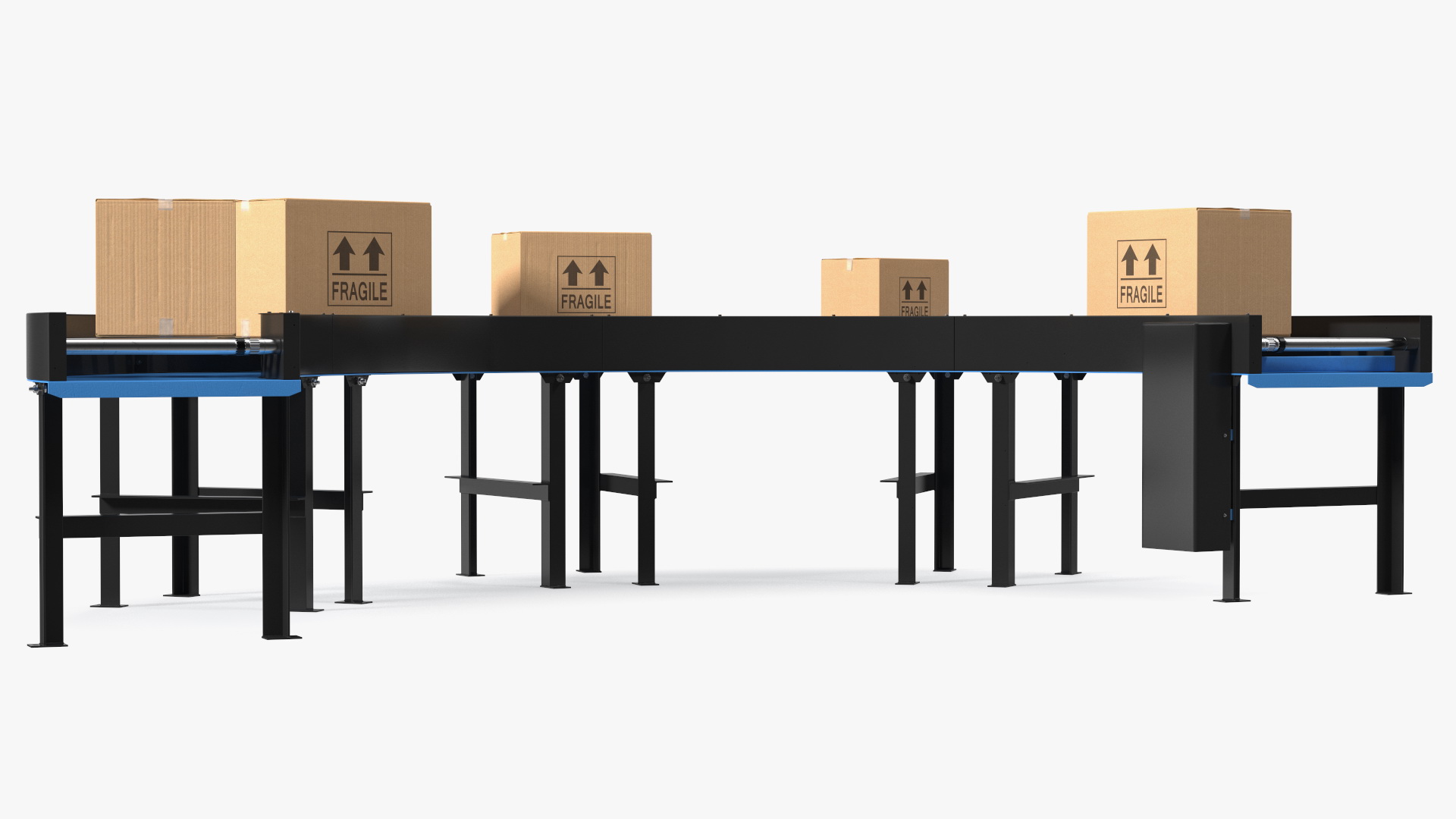 3D model Powered Bend Roller With Cardboard Boxes