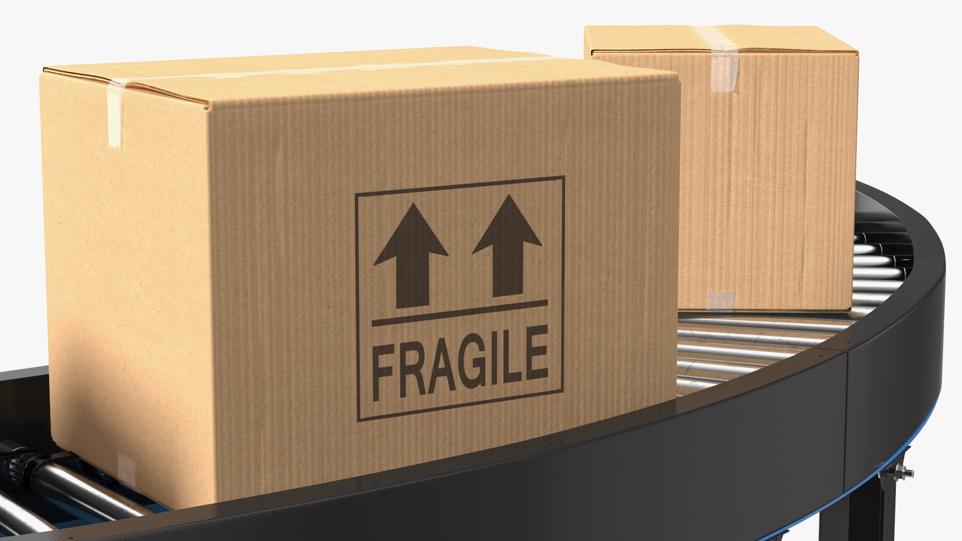 3D model Powered Bend Roller With Cardboard Boxes