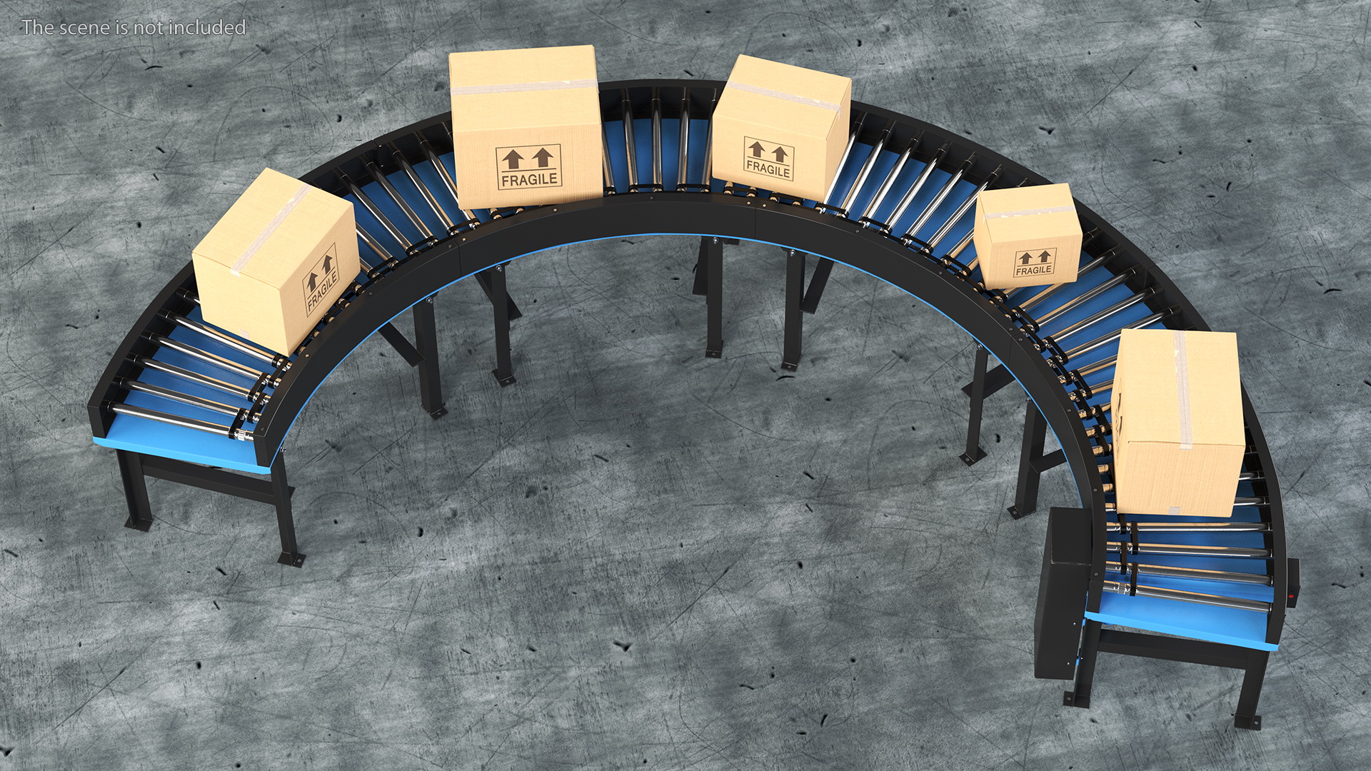 3D model Powered Bend Roller With Cardboard Boxes