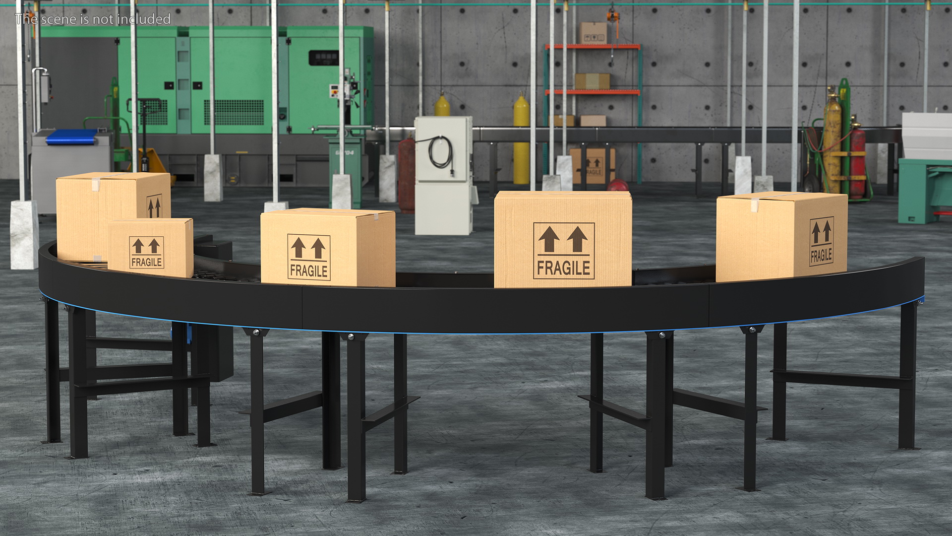 3D model Powered Bend Roller With Cardboard Boxes