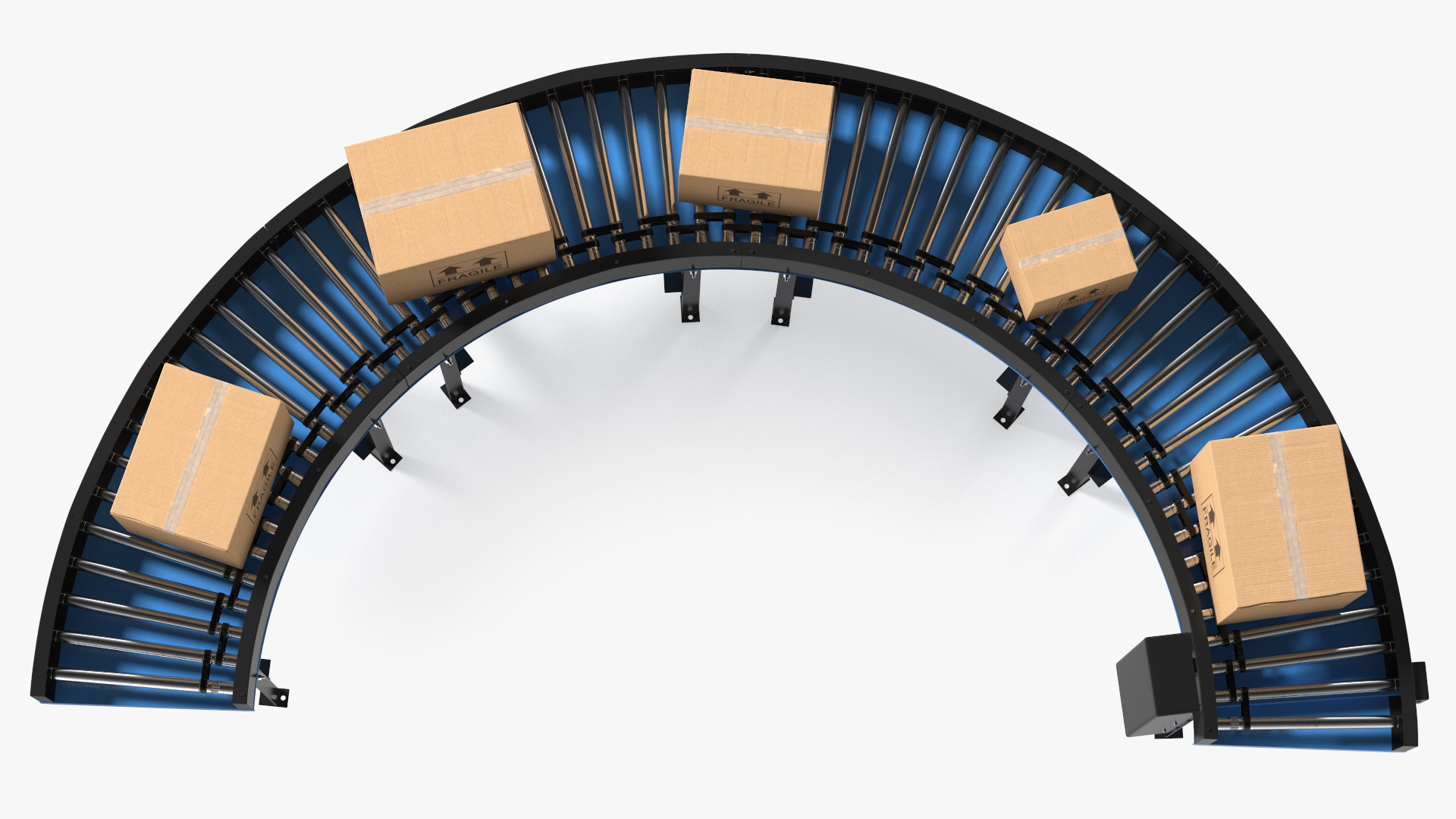 3D model Powered Bend Roller With Cardboard Boxes