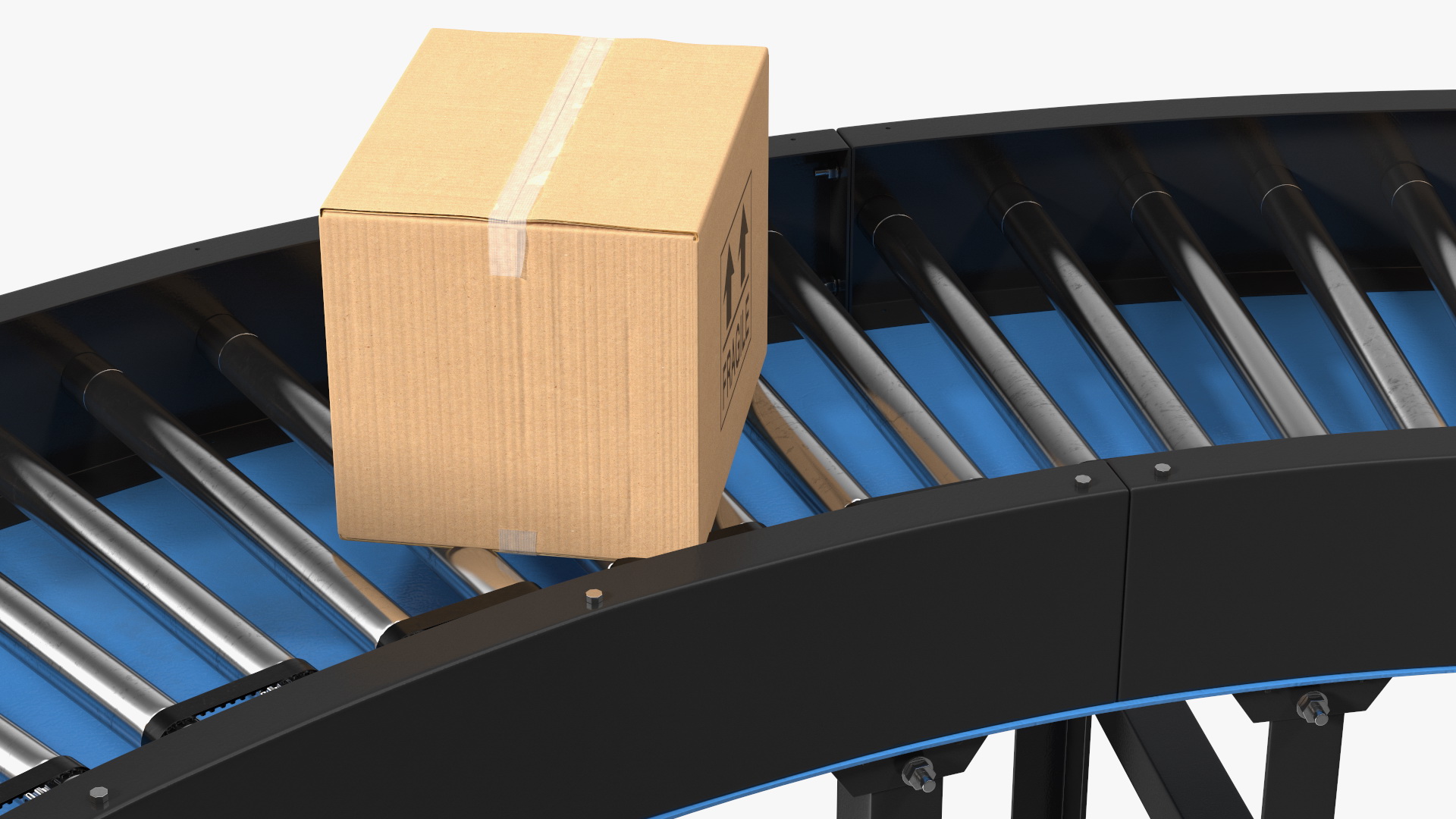 3D model Powered Bend Roller With Cardboard Boxes