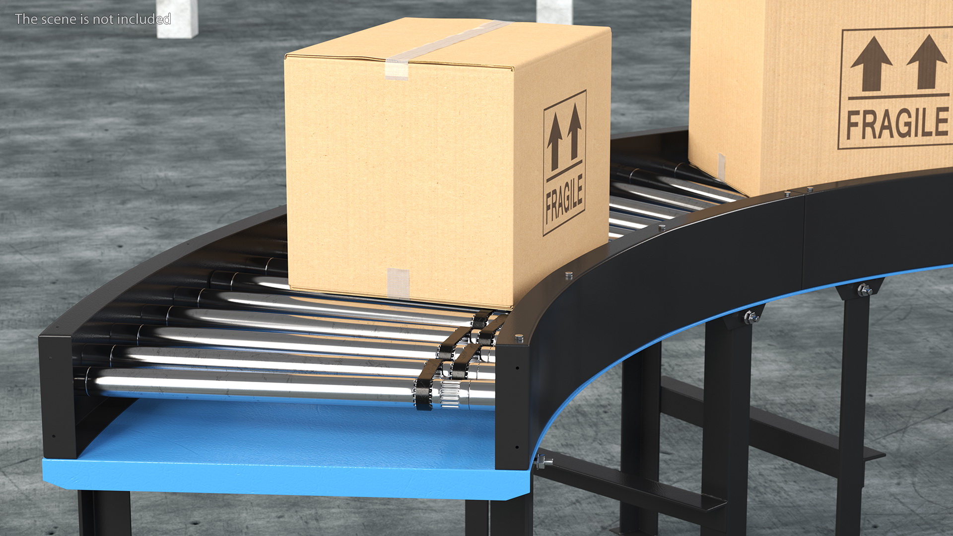 3D model Powered Bend Roller With Cardboard Boxes