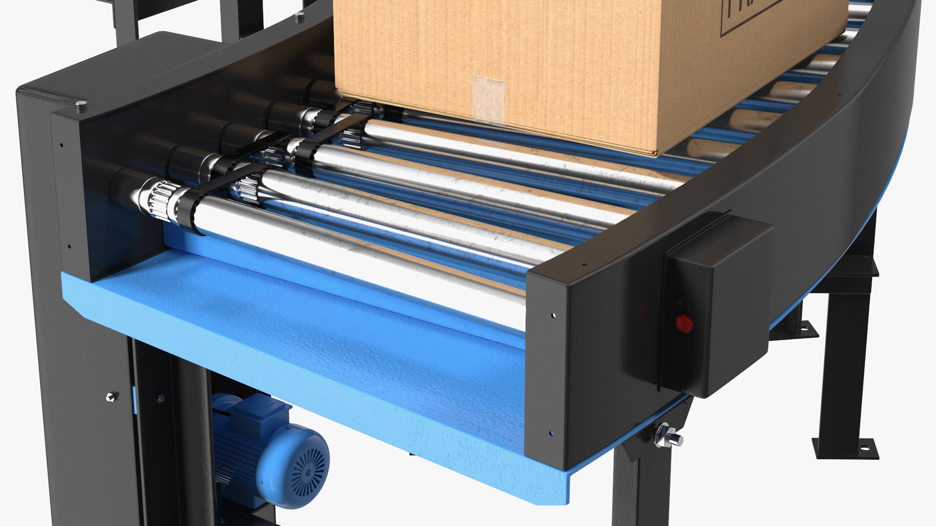 3D model Powered Bend Roller With Cardboard Boxes