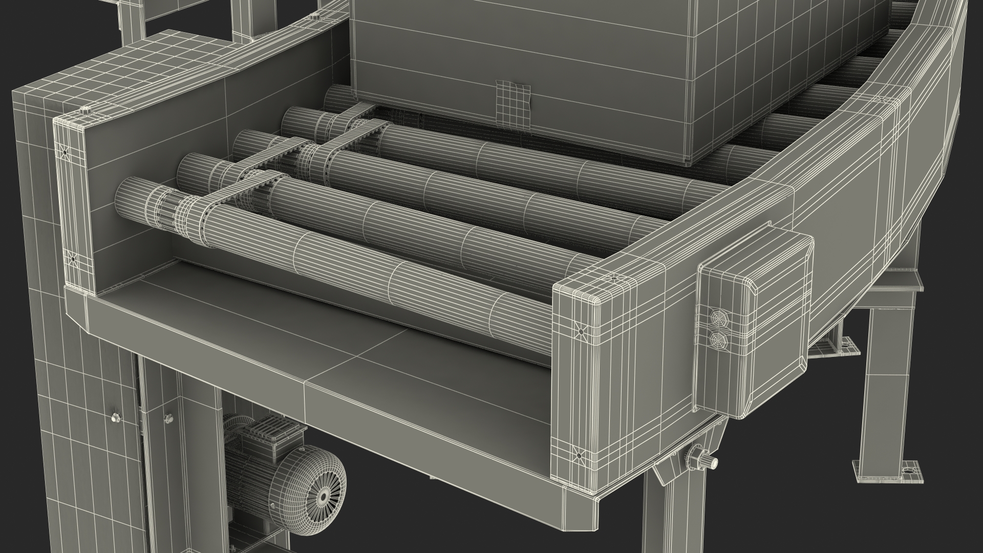 3D model Powered Bend Roller With Cardboard Boxes