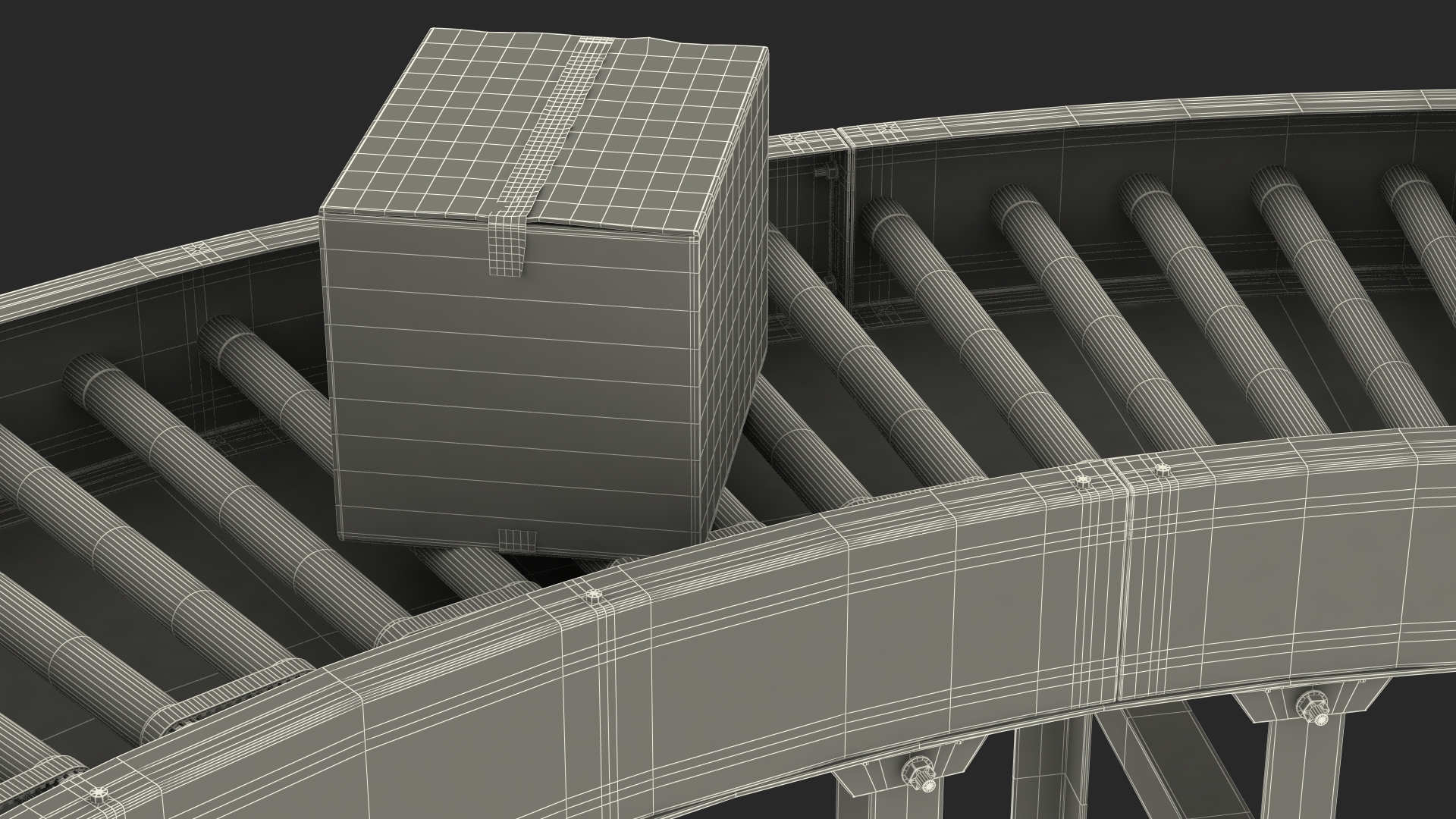 3D model Powered Bend Roller With Cardboard Boxes