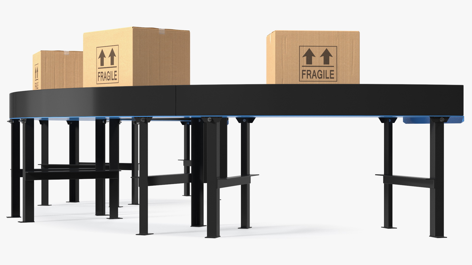 3D model Powered Bend Roller With Cardboard Boxes
