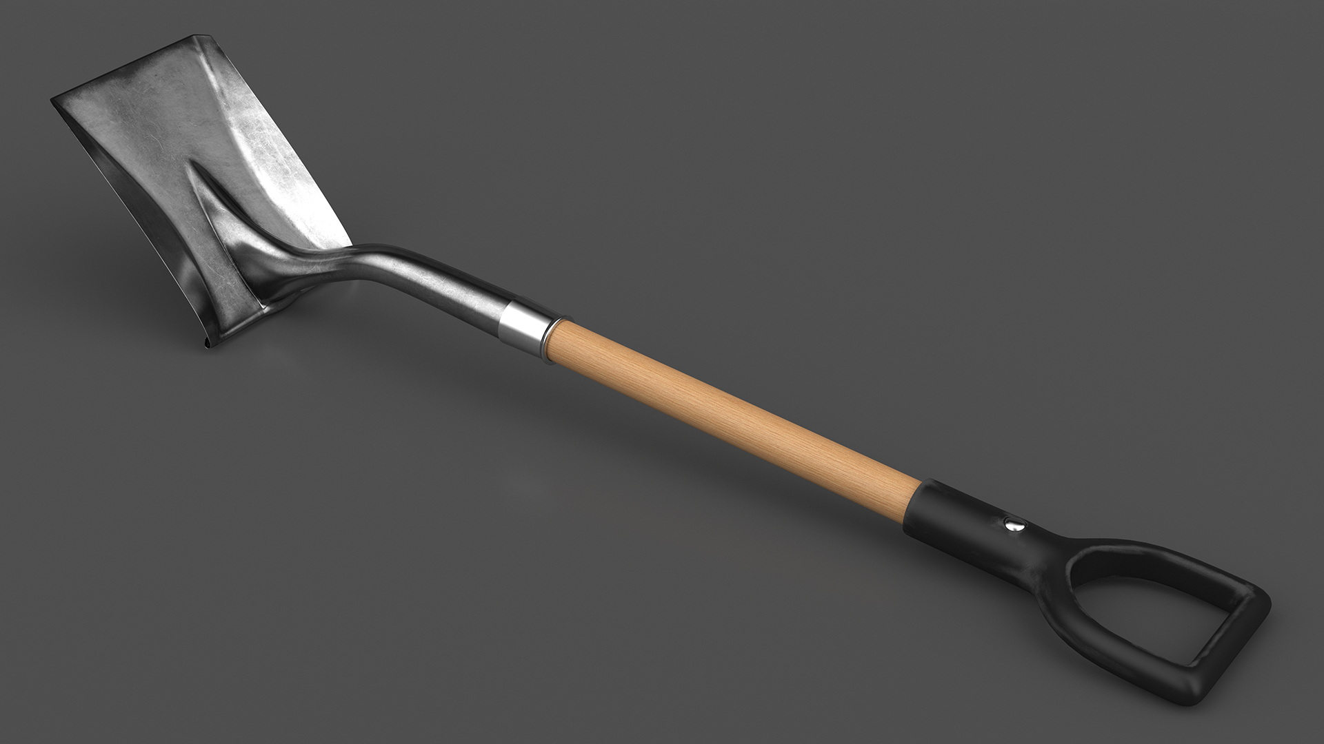 3D model D-Handle Square Point Wooden Shovel