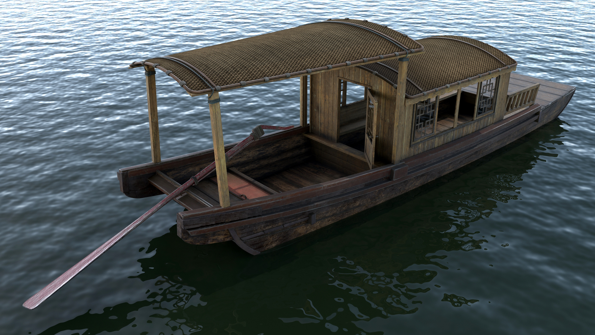 3D model Old Traditional Chinese Wooden Passenger Boat