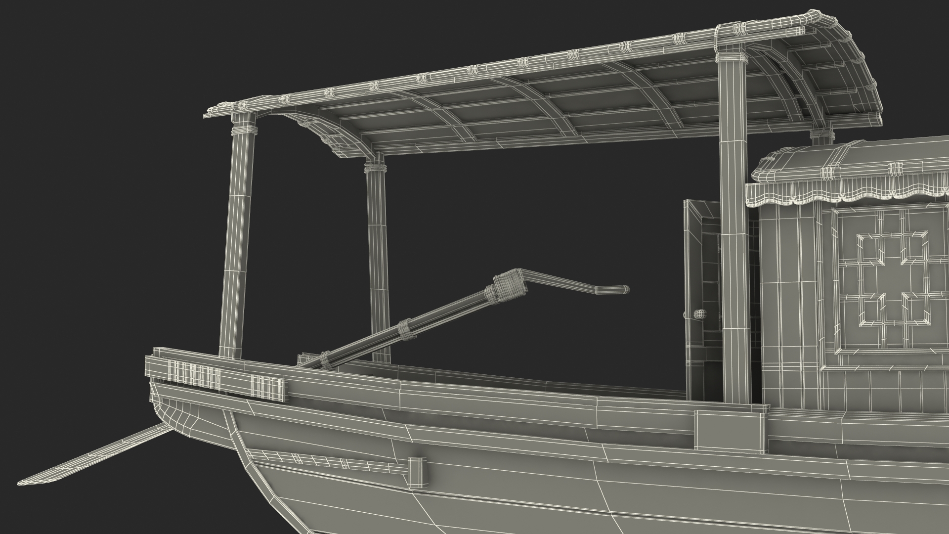 3D model Old Traditional Chinese Wooden Passenger Boat