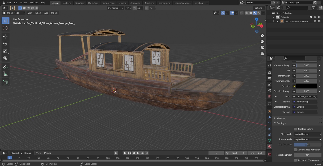 3D model Old Traditional Chinese Wooden Passenger Boat