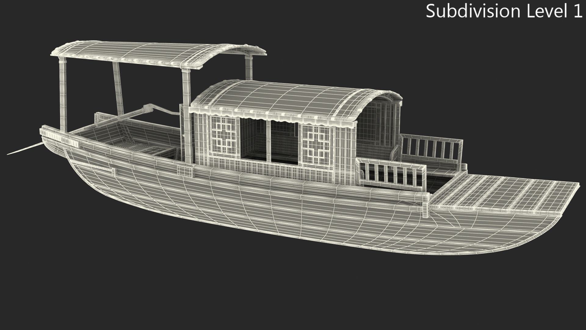 3D model Old Traditional Chinese Wooden Passenger Boat