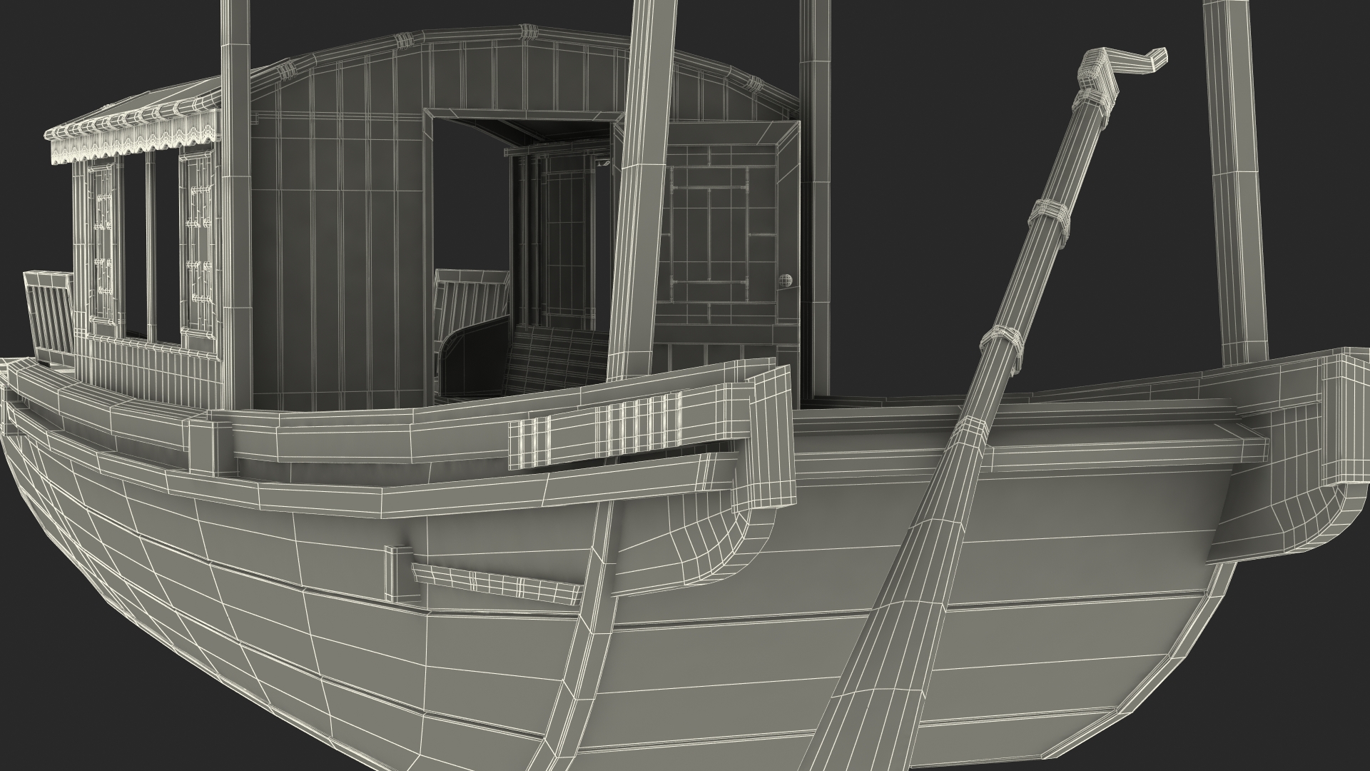 3D model Old Traditional Chinese Wooden Passenger Boat