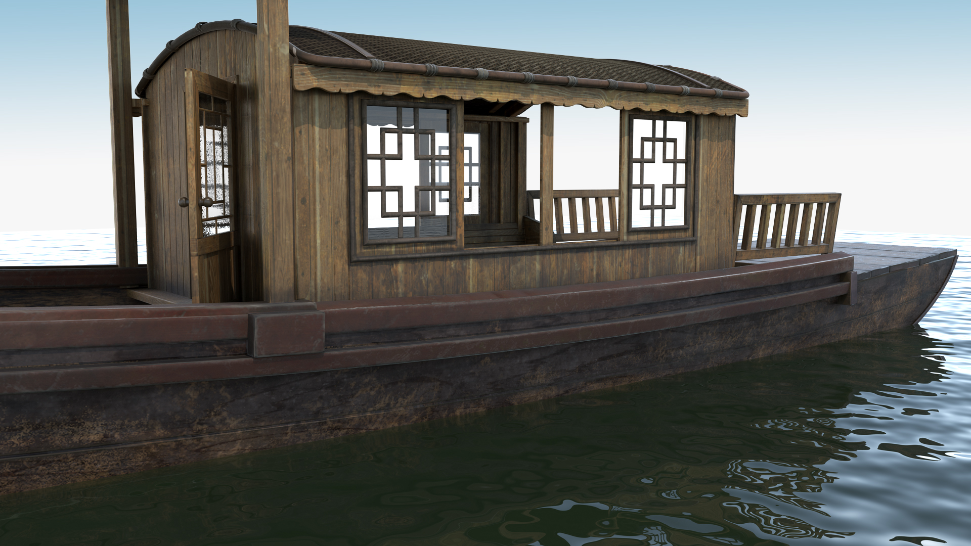 3D model Old Traditional Chinese Wooden Passenger Boat