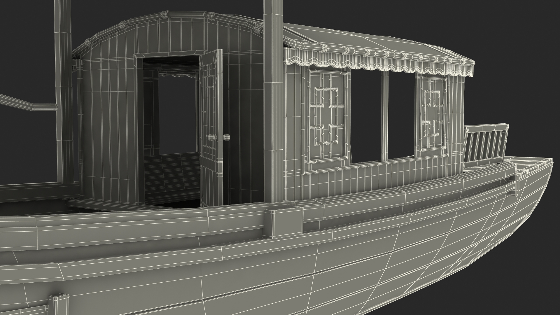 3D model Old Traditional Chinese Wooden Passenger Boat
