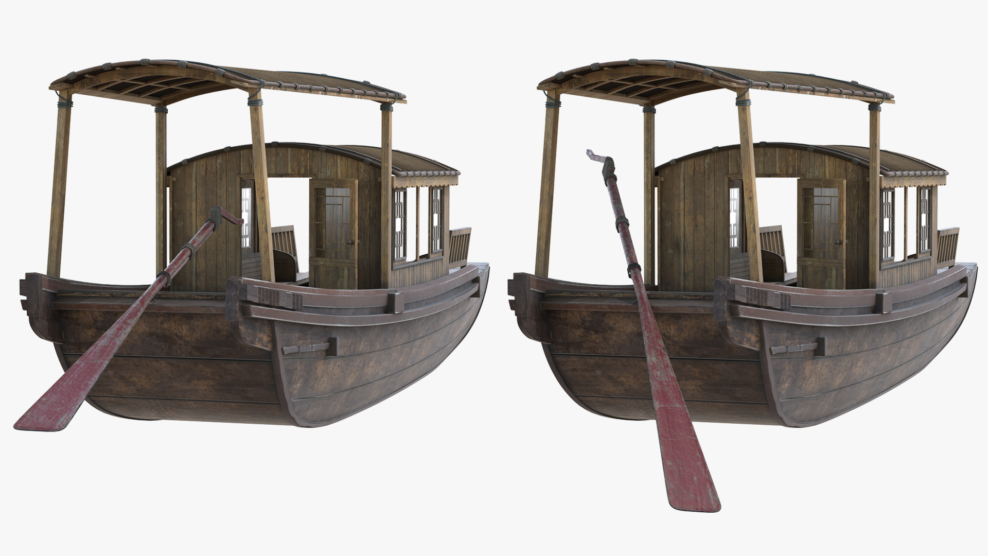 3D model Old Traditional Chinese Wooden Passenger Boat