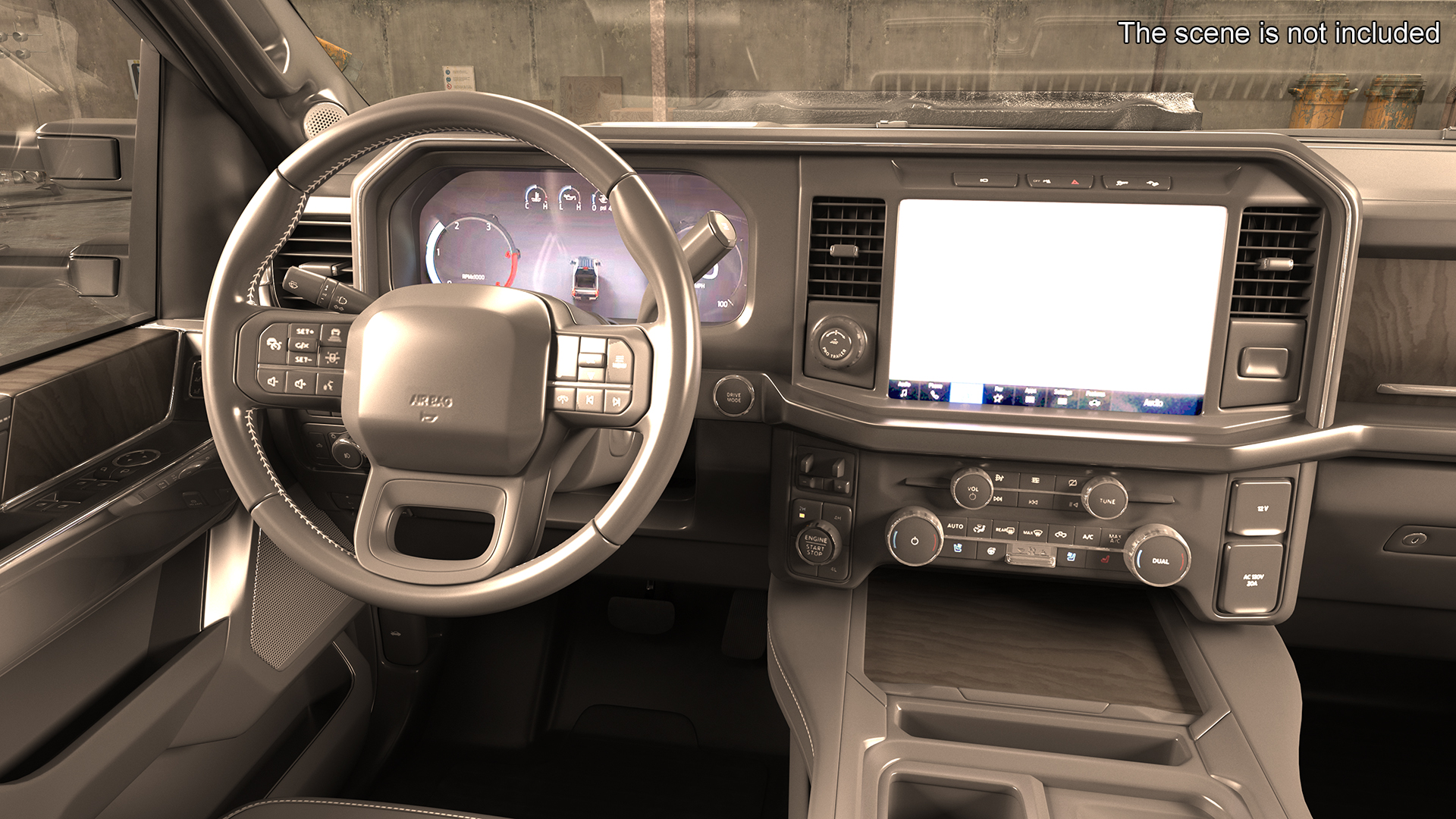 3D White Pickup Dump Truck model