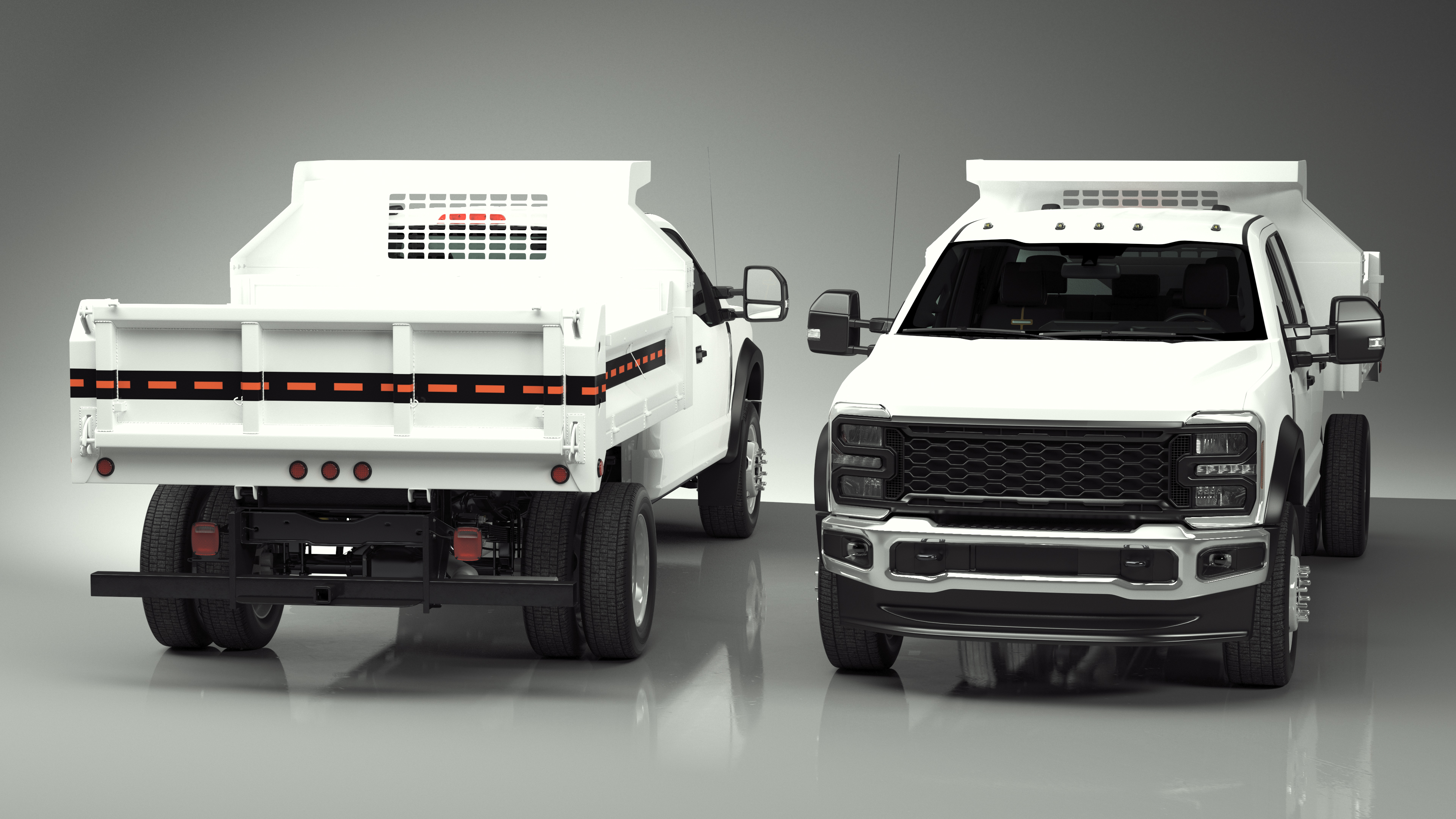 3D White Pickup Dump Truck model