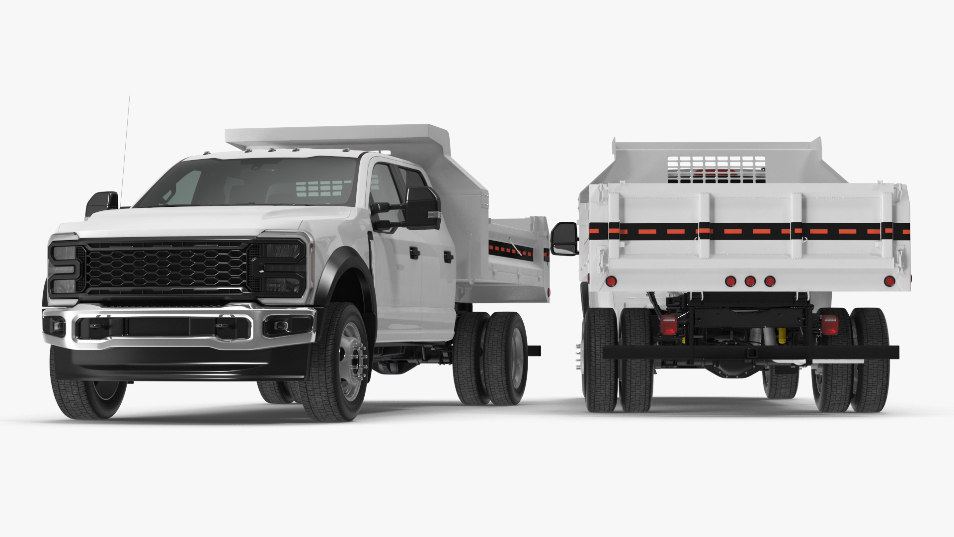 3D White Pickup Dump Truck model