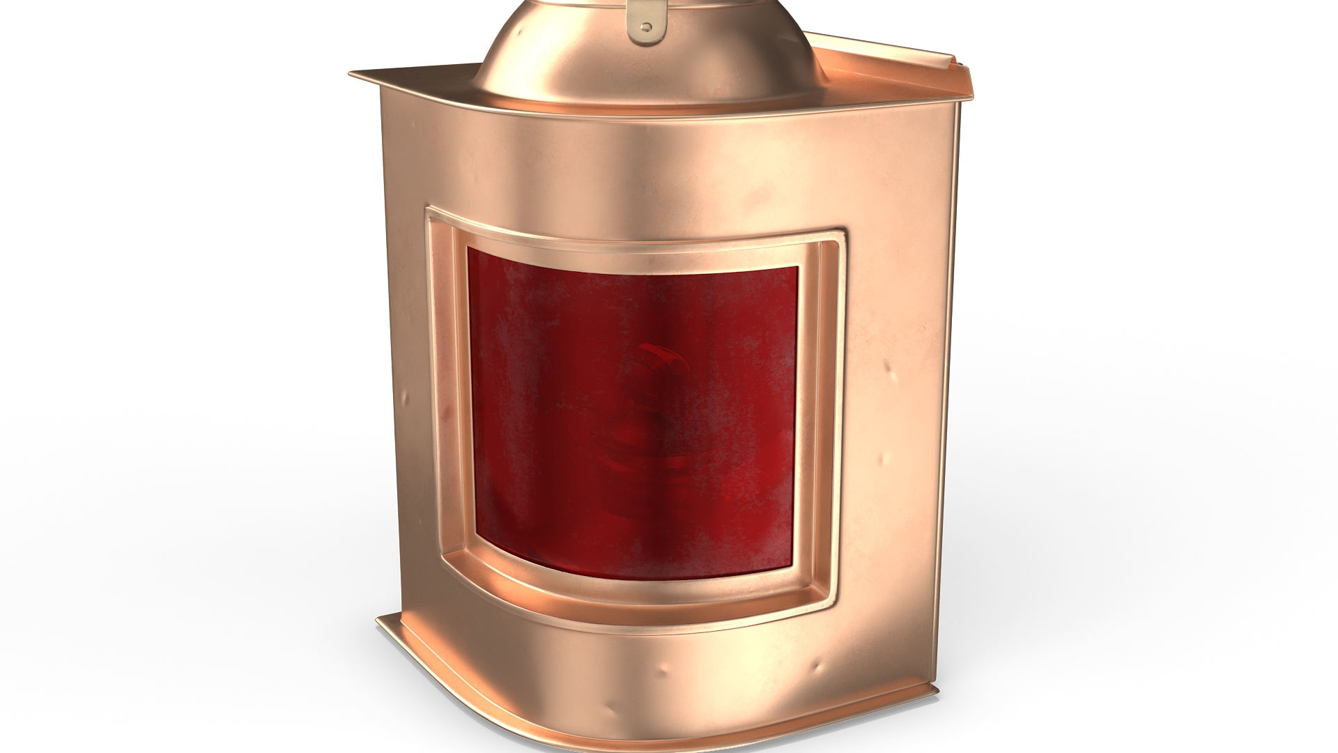 Vintage Copper Ship Lamp with Red Glass Disassembled 3D