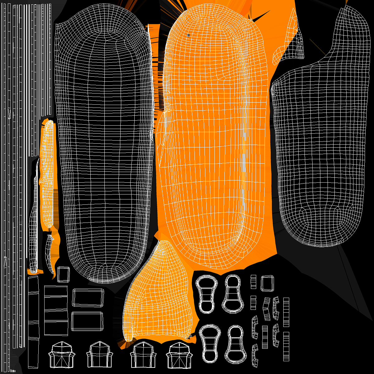 3D model Sleeping Bag Black Orange