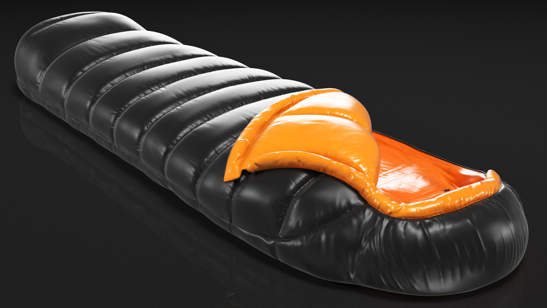 3D model Sleeping Bag Black Orange