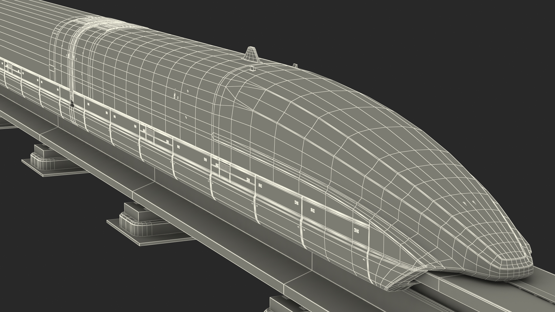 3D model High Speed Maglev Train Red on Rail