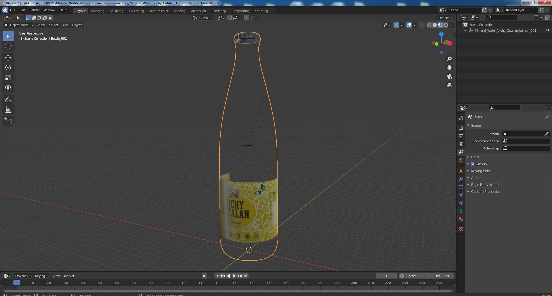 3D Mineral Water Vichy Catalan Lemon model