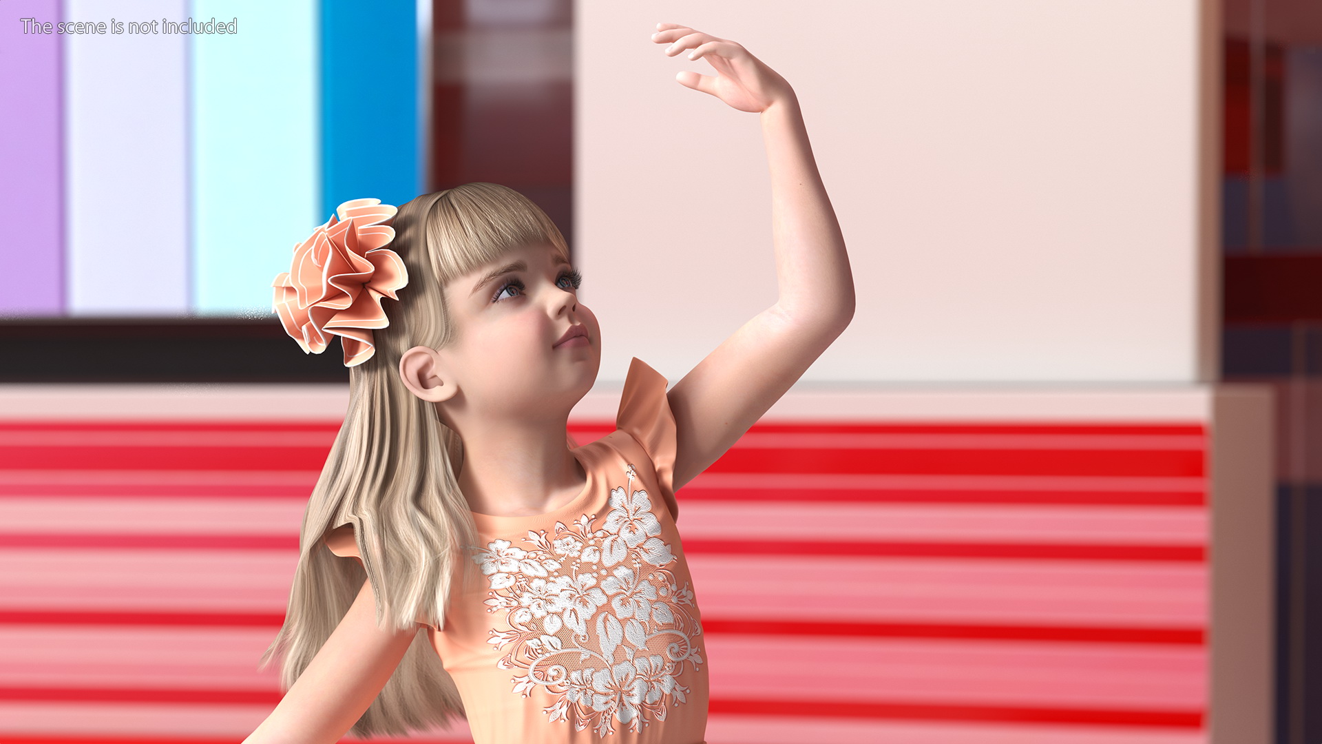 3D Child Girl Party Dress Rigged for Cinema 4D model