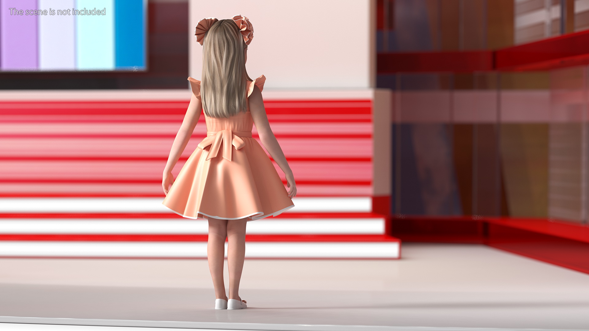 3D Child Girl Party Dress Rigged for Cinema 4D model