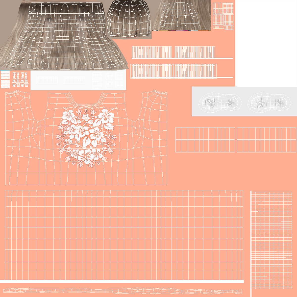 3D Child Girl Party Dress Rigged for Cinema 4D model